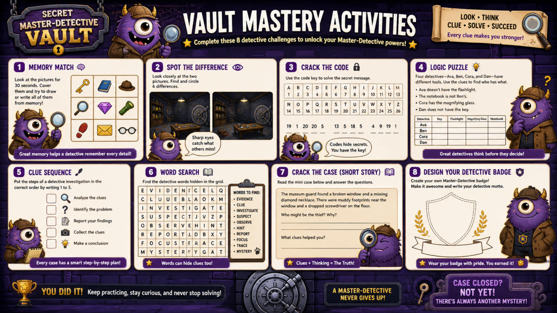 Ultimate Mystery Adventures Activity Book Bundle – Printable PDF for Kids Ages 6–12