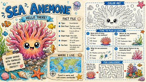 Sea Animals Educational Worksheets Activity Book