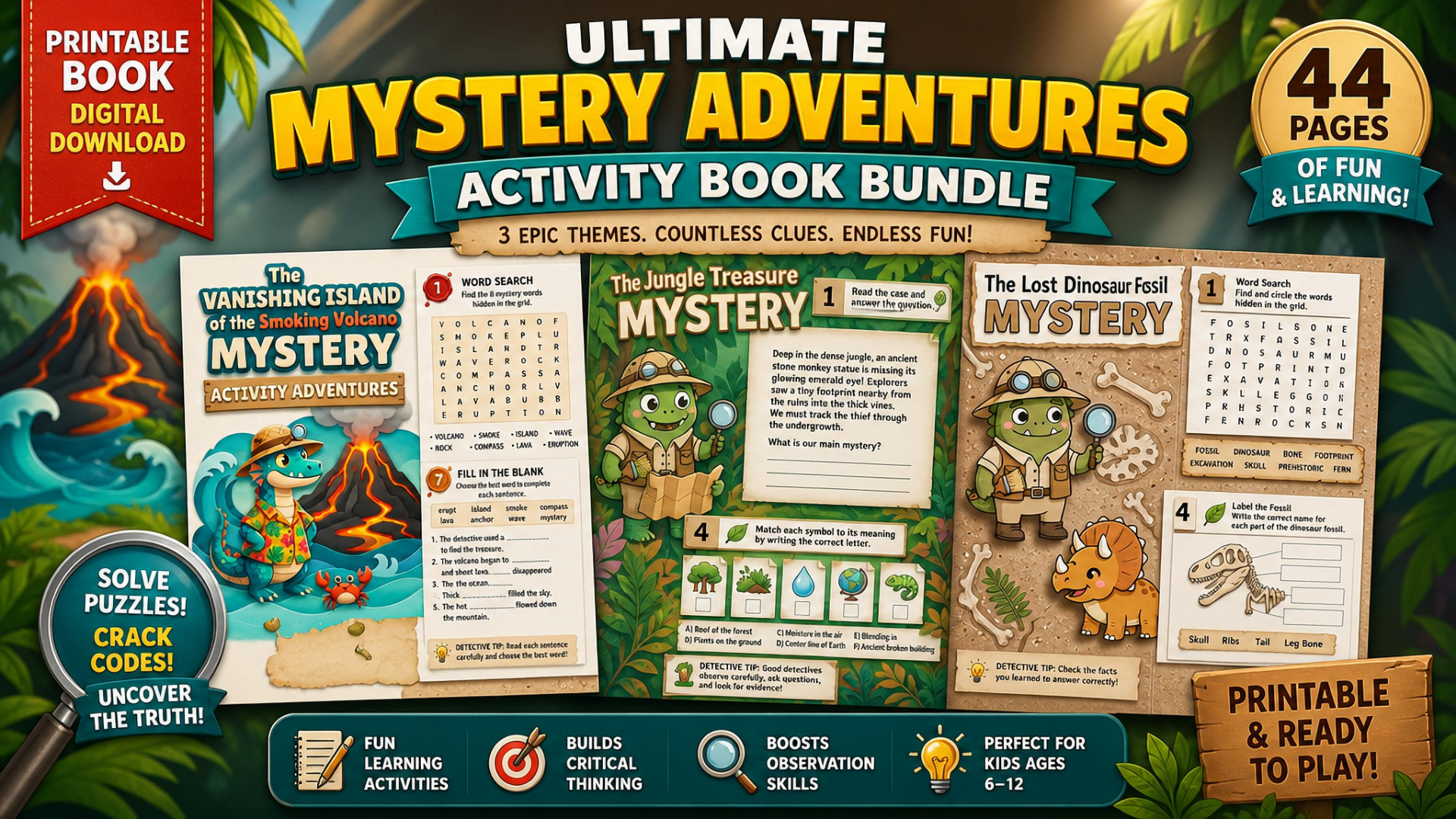 Ultimate Mystery Adventures Activity Book Bundle – Printable PDF for Kids Ages 6–12